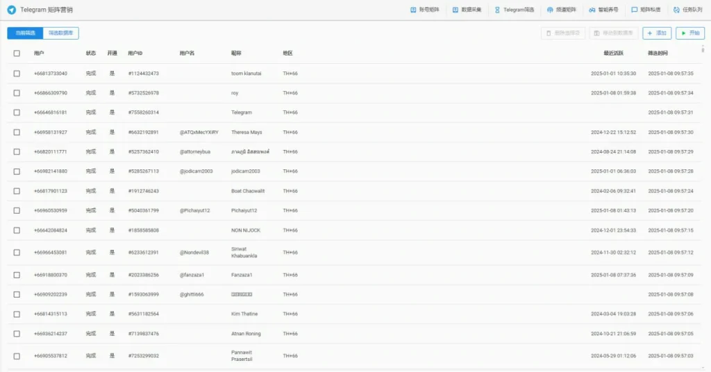 telegram号码筛选