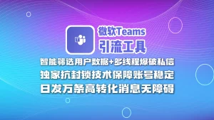 微软Teams引流工具：智能筛选用户数据+多线程爆破私信，独家抗封锁技术保障账号稳定，日发万条高转化
