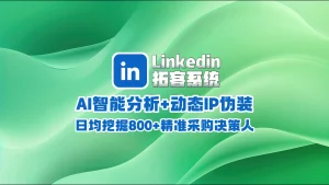 Linkedin领英拓客系统​：AI智能分析+动态IP伪装，日均挖掘800+精准采购决策人