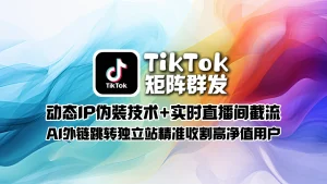 TikTok矩阵群发：动态IP伪装技术+实时直播间截流，AI外链跳转独立站精准收割高净值用户