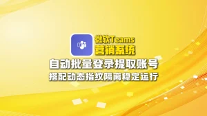 微软Teams营销软件：自动批量登录提取账号，搭配动态指纹隔离稳定运行