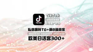 TikTok引流推广软件：私信跳转TG+筛B端商家，欧美日活客300+