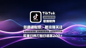 TikTok引流软件：多通道私信，截流强关注，日进客200+，欧美日韩打粉稳赚！