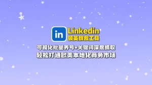Linkedin领英群发工具：可视化批量养号+关键词深度抓取，轻松打通欧美本地化商务市场