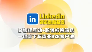 Linkedin领英群发系统：多线程互动+职位标签筛选，一键拿下东南亚B2B客户池！