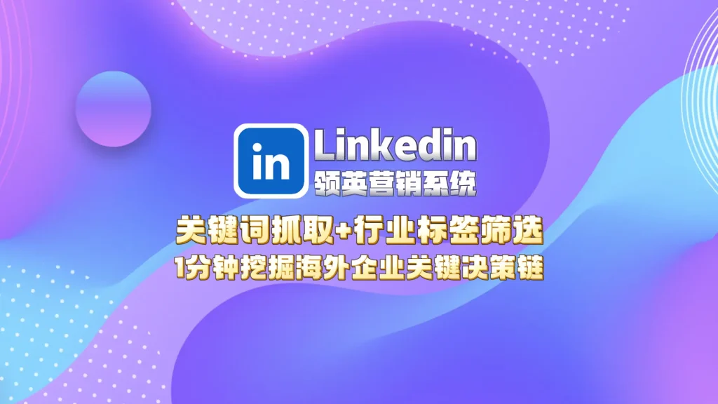 Linkedin领英营销系统：关键词抓取+行业标签筛选，1分钟挖掘海外企业关键决策链