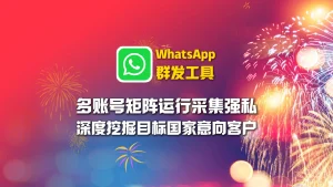 WhatsApp群发工具：多账号矩阵运行采集强私，深度挖掘目标国家意向客户