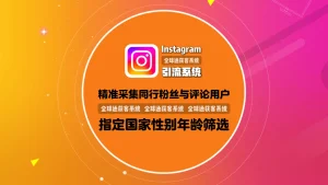 精准采集同行粉丝与评论用户，支持指定国家性别年龄筛选，Instagram引流系统稳定抗封锁