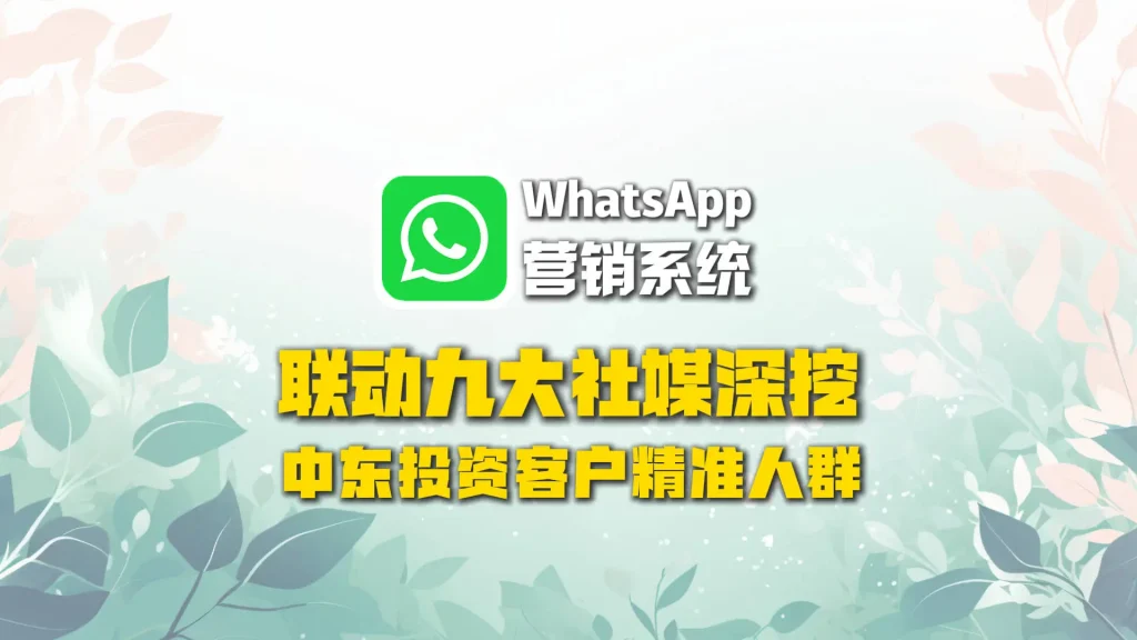 中东投资客户从哪挖？WhatsApp营销系统联动九大社媒深挖精准人群