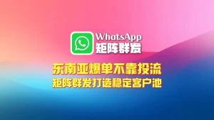 东南亚爆单不靠投流：WhatsApp矩阵群发打造稳定客户池
