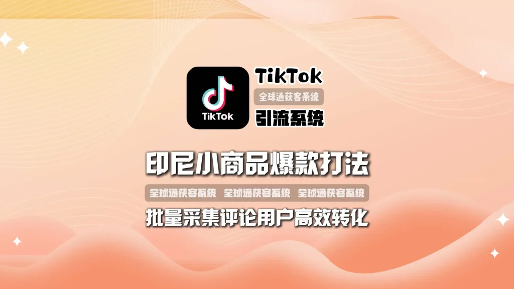 TikTok引流系统：印尼小商品爆款打法，批量采集评论用户高效转化