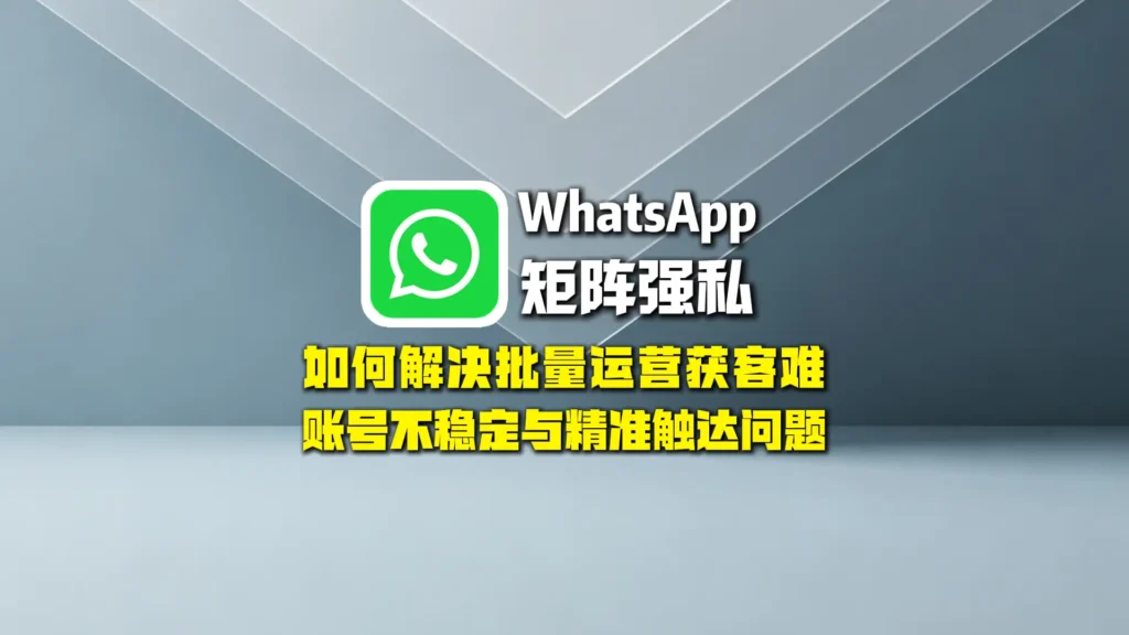 WhatsApp矩阵强私：如何解决批量运营获客难、账号不稳定与精准触达问题？