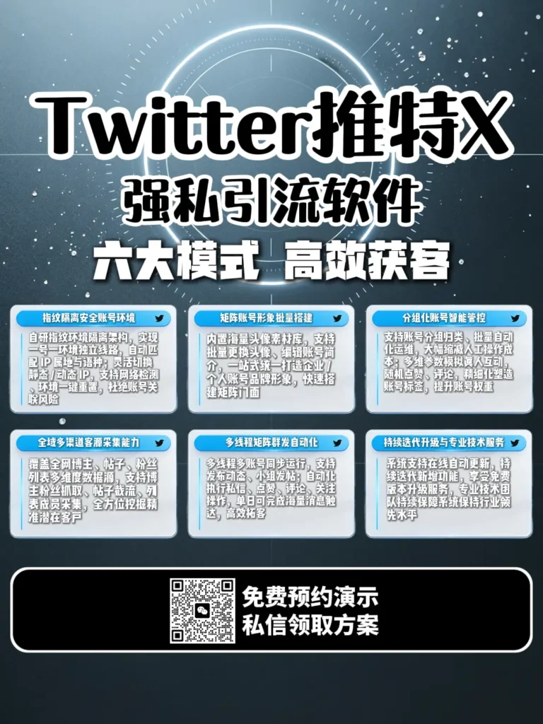 推特X强私引流软件：从账号矩阵运营到精准客户触达的智能获客方案